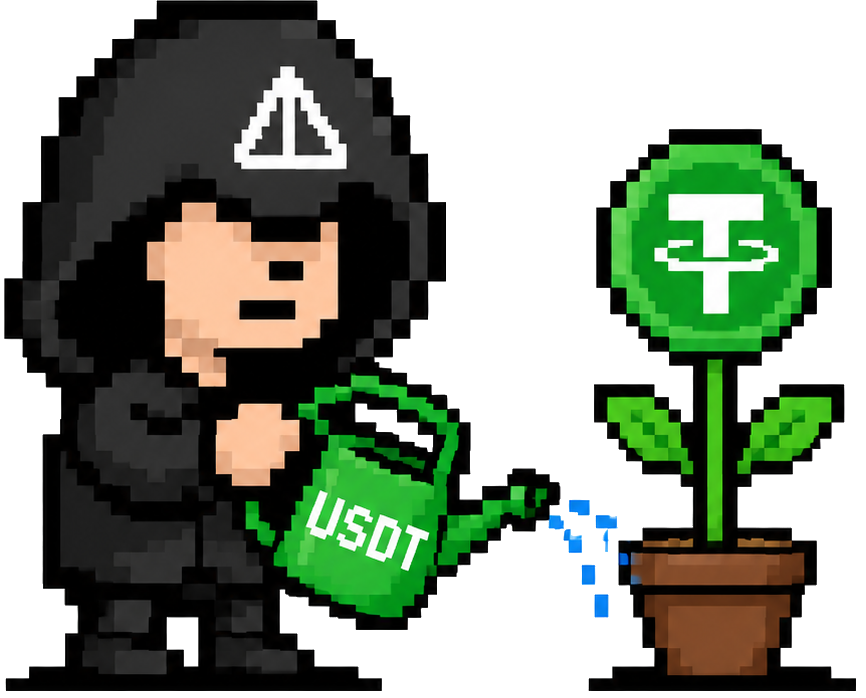 Панк поливает росток USDT